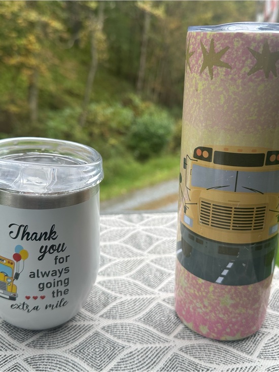 Other - Thank You Travel Tumbler - White with Yellow School Bus Graphic